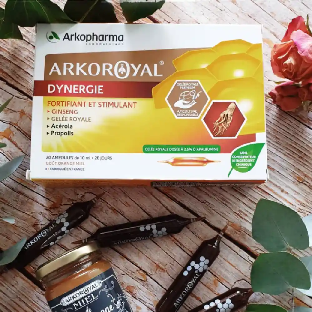 Arkoroyal Dynergie kompleks z matičnim mlečkom Arkopharma, acerolo in propolisom, ampule (20 x 10 ml)